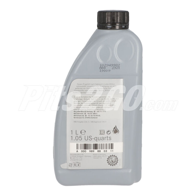 Aceite para mecanismo de transmisión 1 litro,Marca del producto: Mercedes-Benz,"Número de parte: A000989880311 image number null