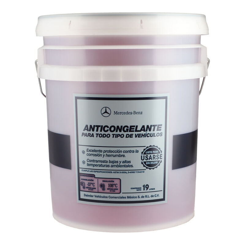 Anticongelante 50/50 FL PLUS &ndash; Rosa 48-25134-001 / 4824 Cubeta 19 litros, para Tractocami&oacute;n, Marca del producto: Mercedes-Benz, compatible con: Cascadia,N&uacute;mero de parte: 48251340014824 image number null