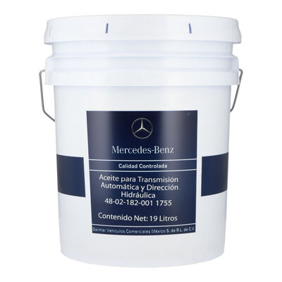 Aceite para transmisi&oacute;n autom&aacute;tica y direcci&oacute;n hidr&aacute;ulica, cubeta 19 litros, para Tractocami&oacute;n, Marca del producto: Mercedes-Benz, compatible con: Cascadia,N&uacute;mero de parte: 48021820011755