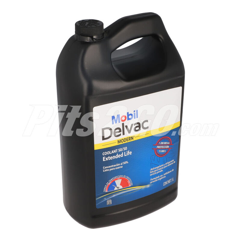 Anticongelante y Refrigerante Mobil Delvac Coolant 50/50 Extended Life, gal&oacute;n 5 litros, para Tractocami&oacute;n, Marca del producto: Mobil Delvac, compatible con: Cascadia,N&uacute;mero de parte: MBL126939 image number null