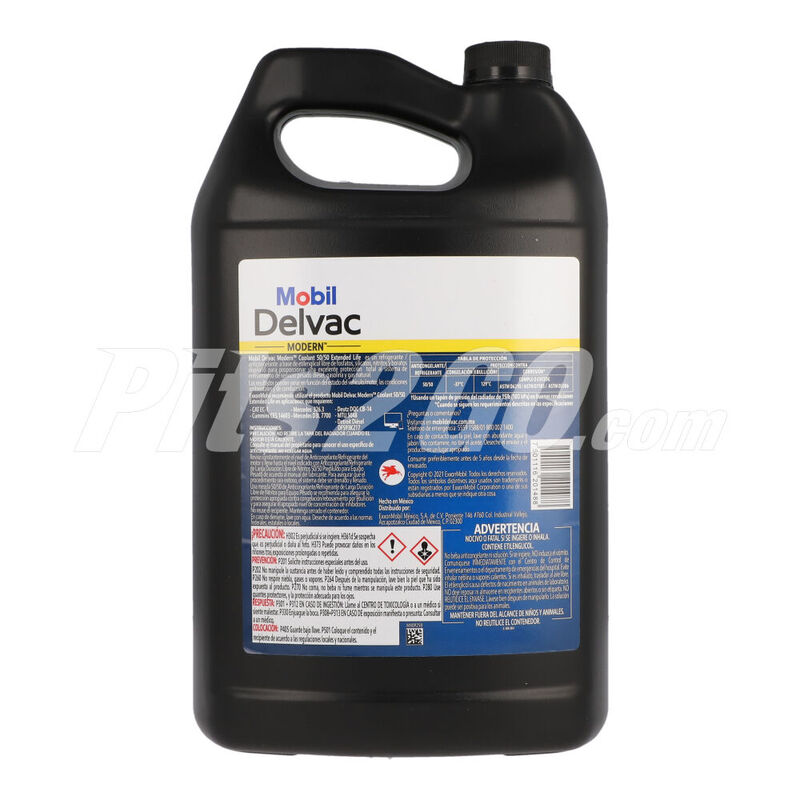 Anticongelante y Refrigerante Mobil Delvac Coolant 50/50 Extended Life, gal&oacute;n 5 litros, para Tractocami&oacute;n, Marca del producto: Mobil Delvac, compatible con: Cascadia,N&uacute;mero de parte: MBL126939 image number null