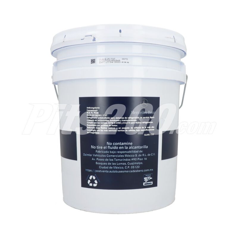 Anticongelante concentrado PLUS, cubeta 19 litros, para Tractocami&oacute;n, Marca del producto: Mercedes-Benz, compatible con: Columbia,N&uacute;mero de parte: 48251340011737 image number null