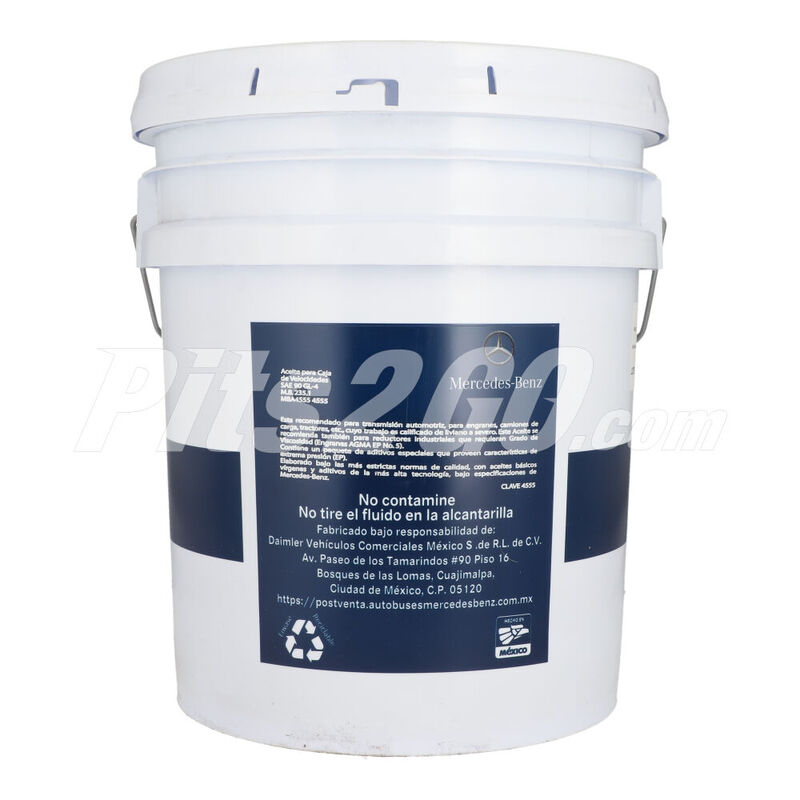 Aceite transmisi&oacute;n SAE 90 Cubeta 19 litros, para Cami&oacute;n, Marca del producto: Mercedes-Benz, compatible con: FL360,N&uacute;mero de parte: MB4555 image number null