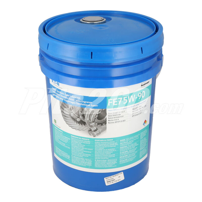 Aceite cubeta sintético 75W90 Cubeta 19 litros, para Tractocamión, Marca del producto: Eaton-Fuller, compatible con: Cascadia,Número de parte: RDRFE75W90PA image number null