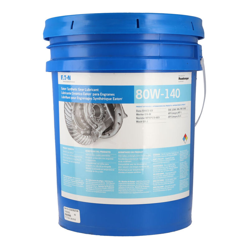 Aceite para diferencial sintético 80W140 Cubeta 19 litros, para Vanes, Marca del producto: Eaton-Fuller, compatible con: Sprinter,Número de parte: RDREP80W140PL image number null