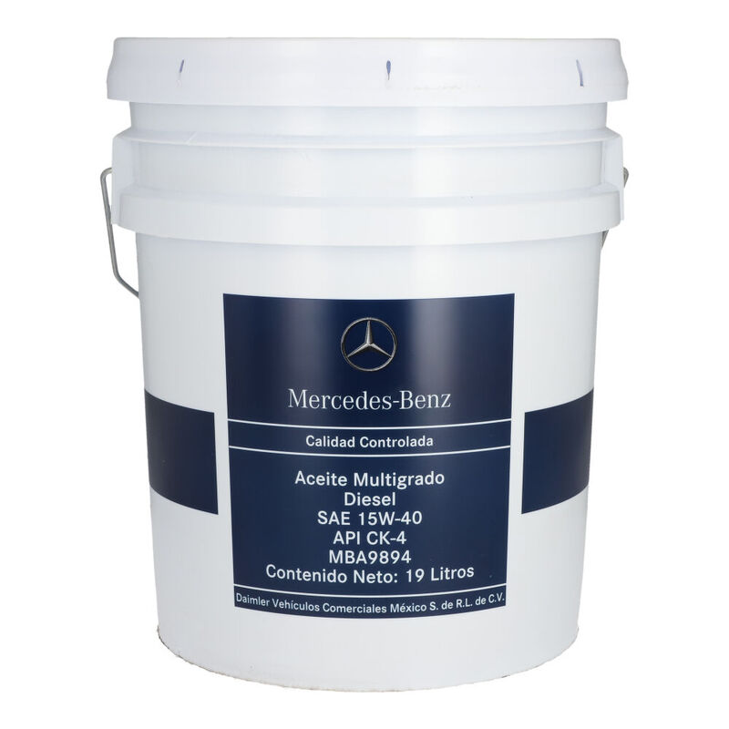 Aceite diésel SAE 15W40 Cubeta 19 litros, para Tractocamión, Marca del producto: Mercedes-Benz, compatible con: Cascadia,Número de parte: MBA9894 image number null