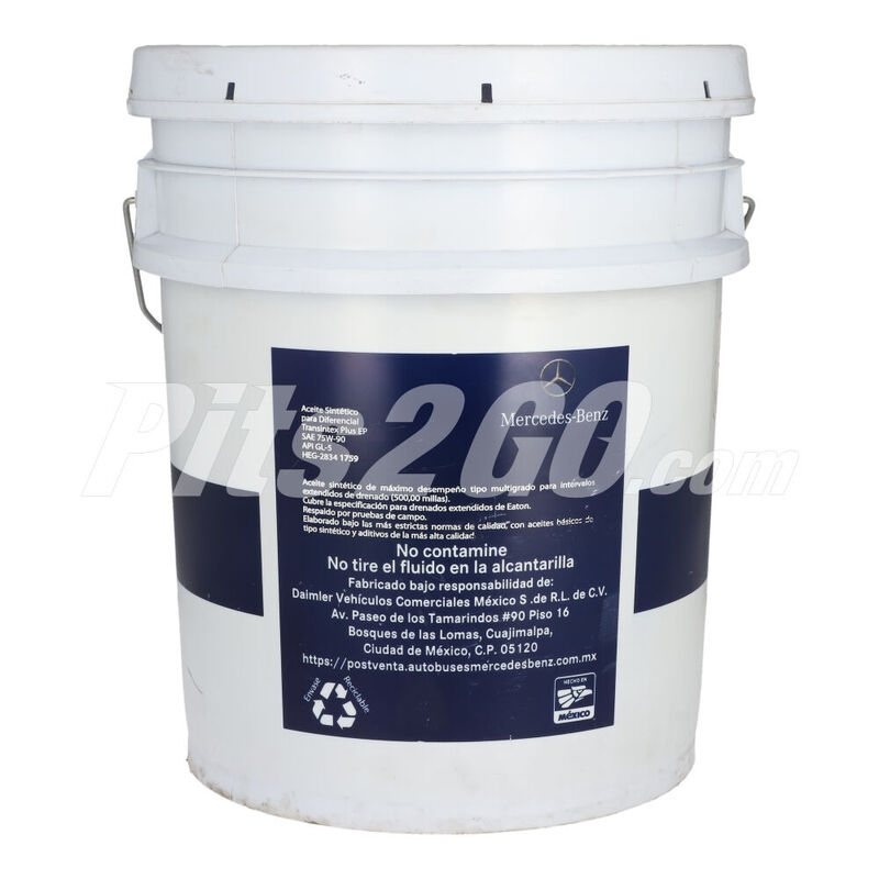 Aceite sint&eacute;tico para diferencial SAE 75W90 Cubeta 19 litros, para Vanes, Marca del producto: Mercedes-Benz, compatible con: Sprinter,N&uacute;mero de parte: MBA28341759 image number null