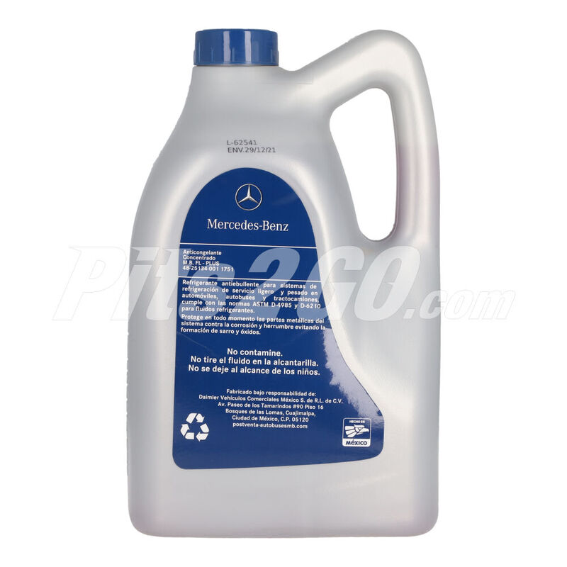 Anticongelante PLUS concentrado Gal&oacute;n 5 litros, para Vanes, Marca del producto: Mercedes-Benz, compatible con: Sprinter,N&uacute;mero de parte: 48251340011751 image number null