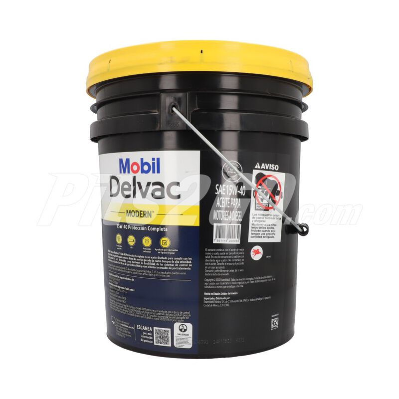 Aceite para motores a diésel SAE 15W-40 API CK-4 - MBL126142/Cubeta 19 litros, para Tractocamión, Marca del producto: Mobil Delvac, compatible con: Cascadia,Número de parte: MBL126142 image number null