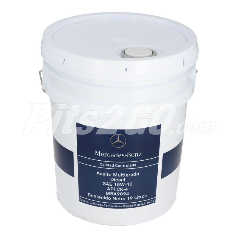 Aceite diésel SAE 15W40 Cubeta 19 litros, para Tractocamión, Marca del producto: Mercedes-Benz, compatible con: Cascadia,Número de parte: MBA9894 image number null