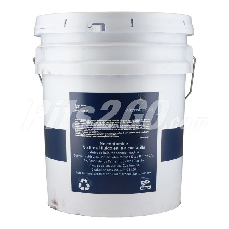 Grasa chasis no 2 cubeta 16 Kilos, para Tractocami&oacute;n, Marca del producto: Mercedes-Benz, compatible con: Cascadia,N&uacute;mero de parte: MBACHAS3451 image number null