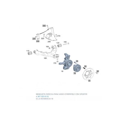 Mangueta derecha para Vanes, Marca Mercedes Benz, compatible con Sprinter