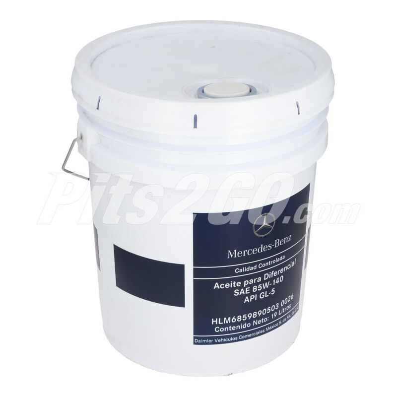 Aceite para diferencial SAE 85W140 Cubeta 19 litros, para Tractocamión, Marca del producto: Mercedes-Benz, compatible con: Cascadia,Número de parte: HLM68598905030026 image number null