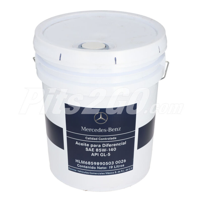 Aceite para diferencial SAE 85W140 Cubeta 19 litros, para Tractocamión, Marca del producto: Mercedes-Benz, compatible con: Cascadia,Número de parte: HLM68598905030026 image number null