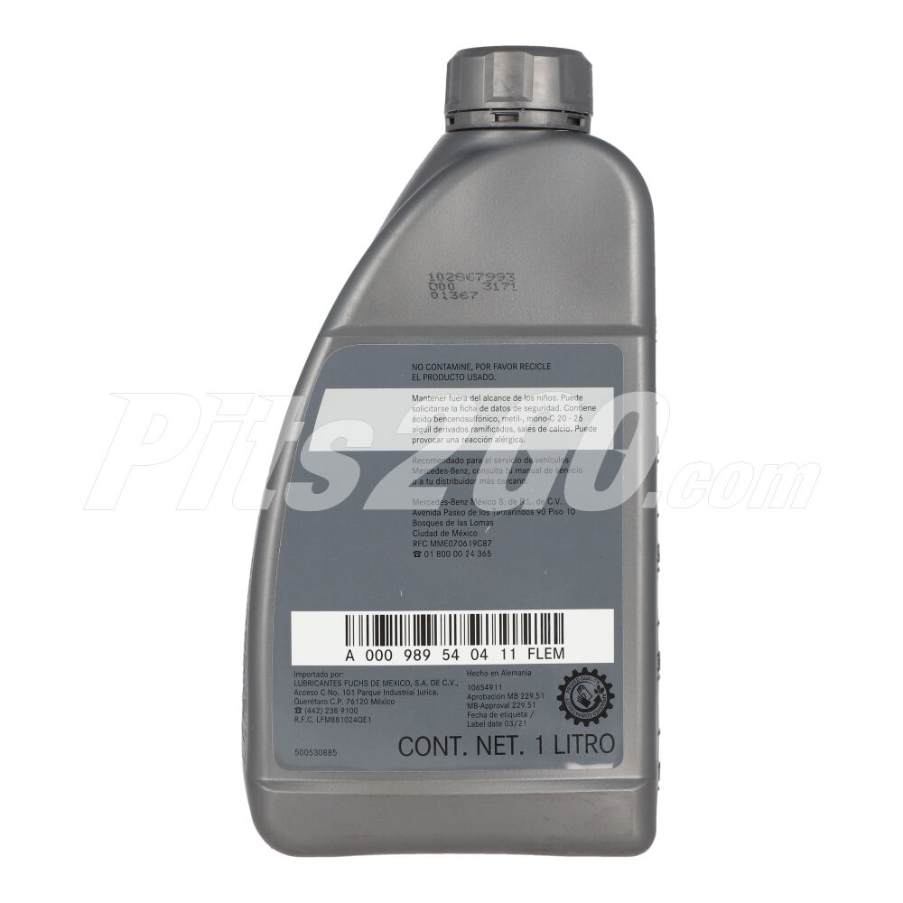 Aceite para motor SAE 5W-30 MB 229.51, 1 litro, para Vanes, Marca del producto: Mercedes-Benz, compatible con: Sprinter,Número de parte: A000989540411FLEM image number 3