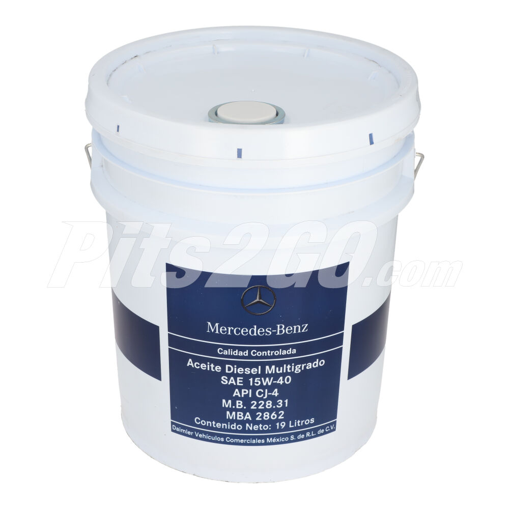 Aceite para motores diésel multigrado SAE 15W40 Cubeta 19 litros, para Tractocamión, Marca del producto: Mercedes-Benz, compatible con: Cascadia,Número de parte: MBA2862 image number 1