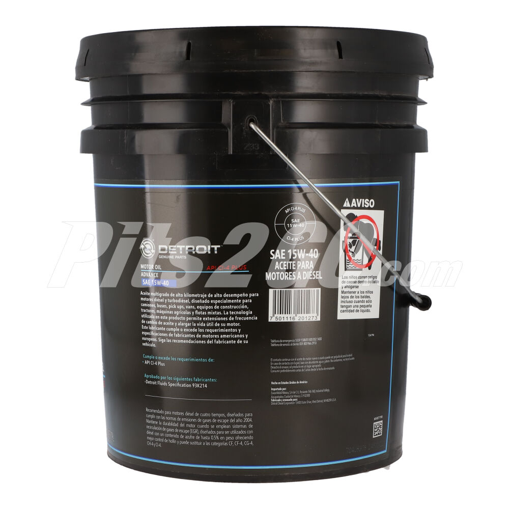 Aceite para motores a diésel multigrado ADVACE SAE 15W-40 API CI-4 PLUS, cubeta 19 litros image number 1