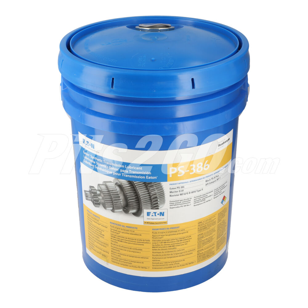 Aceite para transmisión sintético PS-386, cubeta 19 litros, para Tractocamión, Marca del producto: Eaton-Fuller, compatible con: Cascadia,Número de parte: RDRPS386PA image number 1