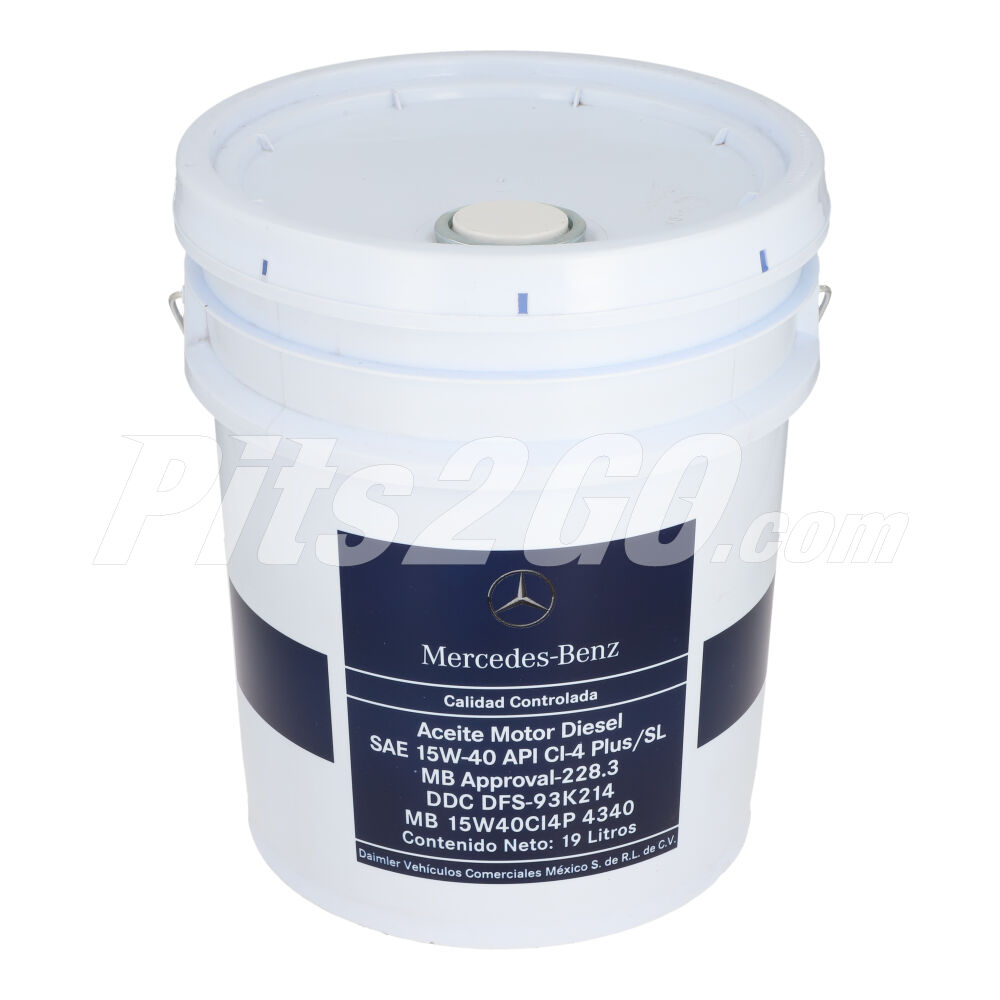 Aceite para motores diésel SAE 15W-40 API CI-4 Plus/SL MB Approval-228.3 DDC DFS-93K214, cubeta 19 litros image number 1