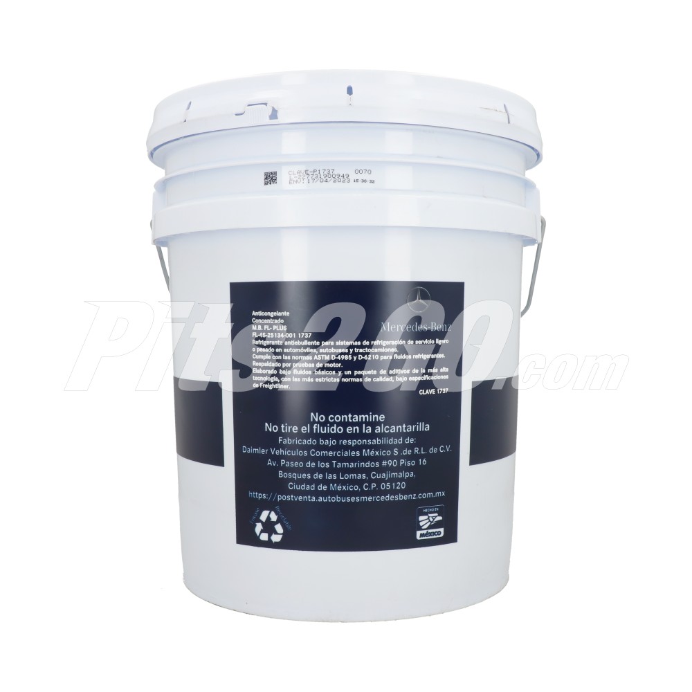 Anticongelante concentrado PLUS, cubeta 19 litros, para Tractocamión, Marca del producto: Mercedes-Benz, compatible con: Columbia,Número de parte: 48251340011737 image number 3