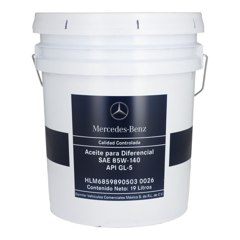 Aceite para diferencial SAE 85W140 Cubeta 19 litros, para Tractocamión, Marca del producto: Mercedes-Benz, compatible con: Cascadia,Número de parte: HLM68598905030026