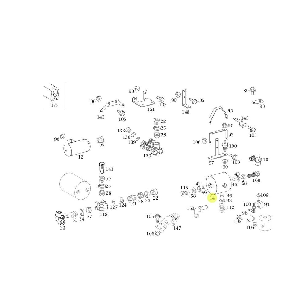 Tanque reserva aire 1.5 litros, para Buses, Marca del producto Mercedes Benz, compatible con O500 1735, A3824327501 image number 0