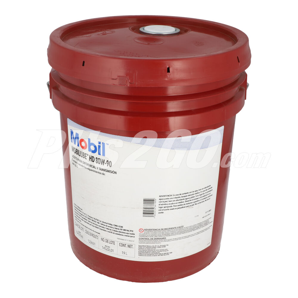 Aceite para diferencial y transmisión MOBILUBE HD 80W-90 API GL-5, cubeta 19 litros image number 1