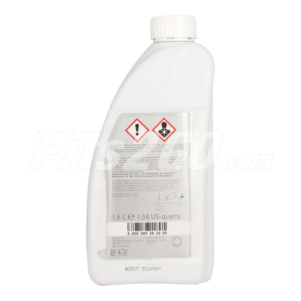 Agente anticorrosivo y anticongelante 1.5 litros, para Vanes, Marca del producto: Mercedes-Benz, compatible con: Sprinter,Número de parte: A000989282509 image number 3