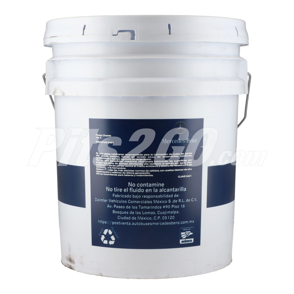 Grasa chasis no 2 cubeta 16 Kilos, para Tractocamión, Marca del producto: Mercedes-Benz, compatible con: Cascadia,Número de parte: MBACHAS3451 image number 3