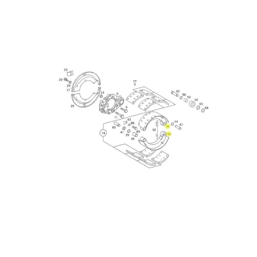 Zapata freno para Buses, Marca Mercedes-Benz, compatible con O-371 y O-400